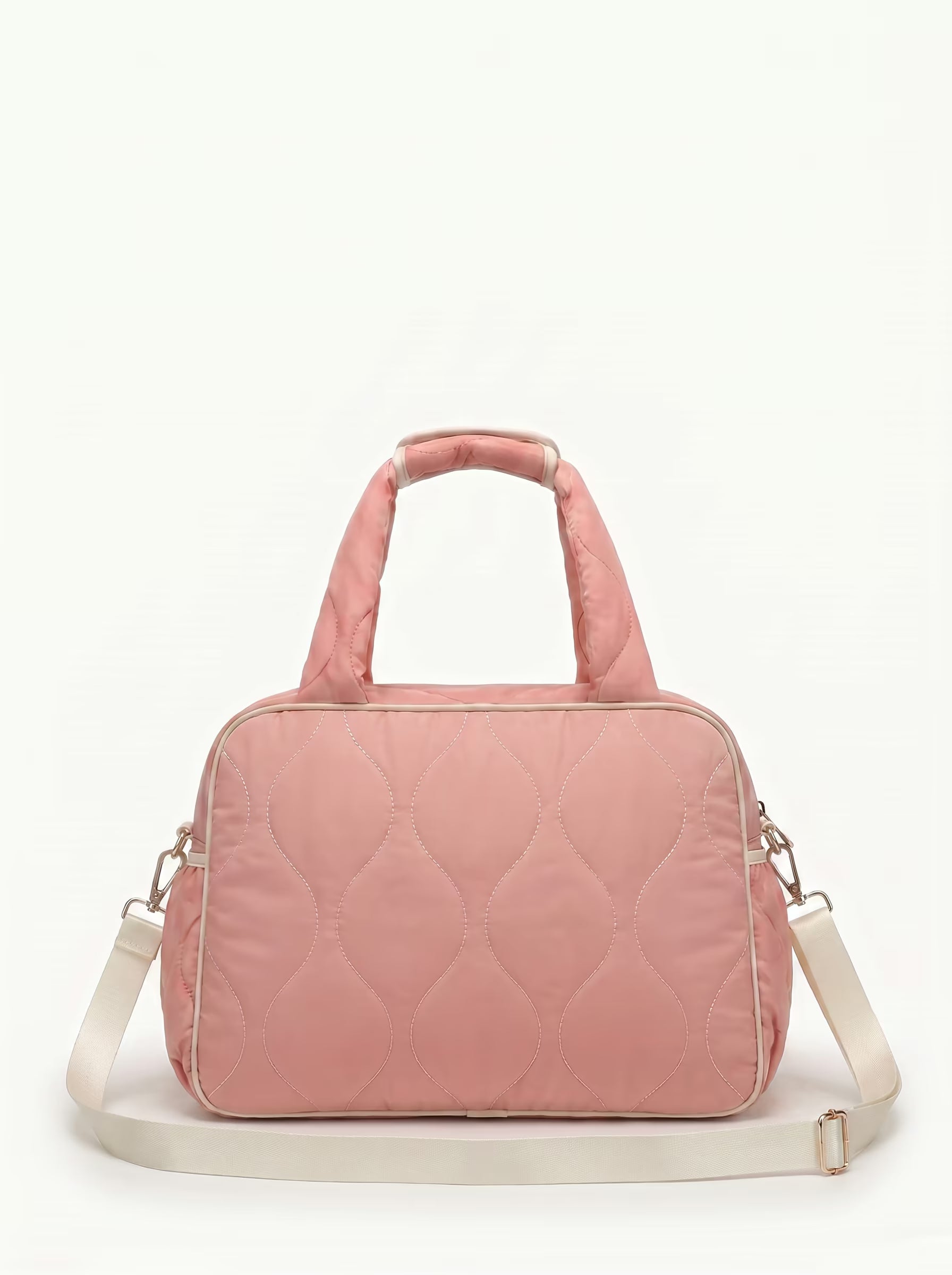 Back view of Pink Rally All Day Duffle showing crossbody strap and padded paddle sleeve