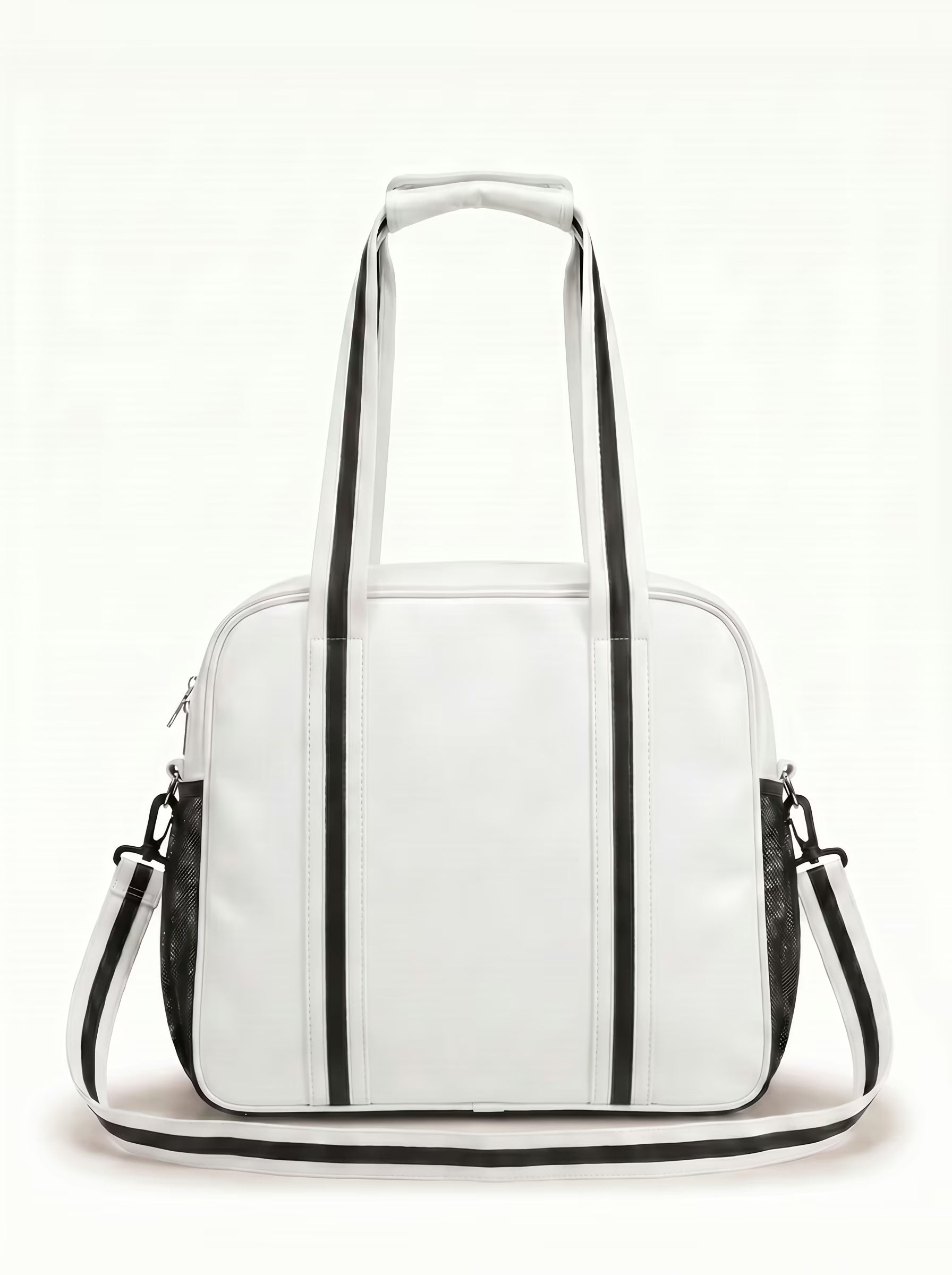 Back view of White Rally Court Tote showing crossbody strap and padded paddle sleeve