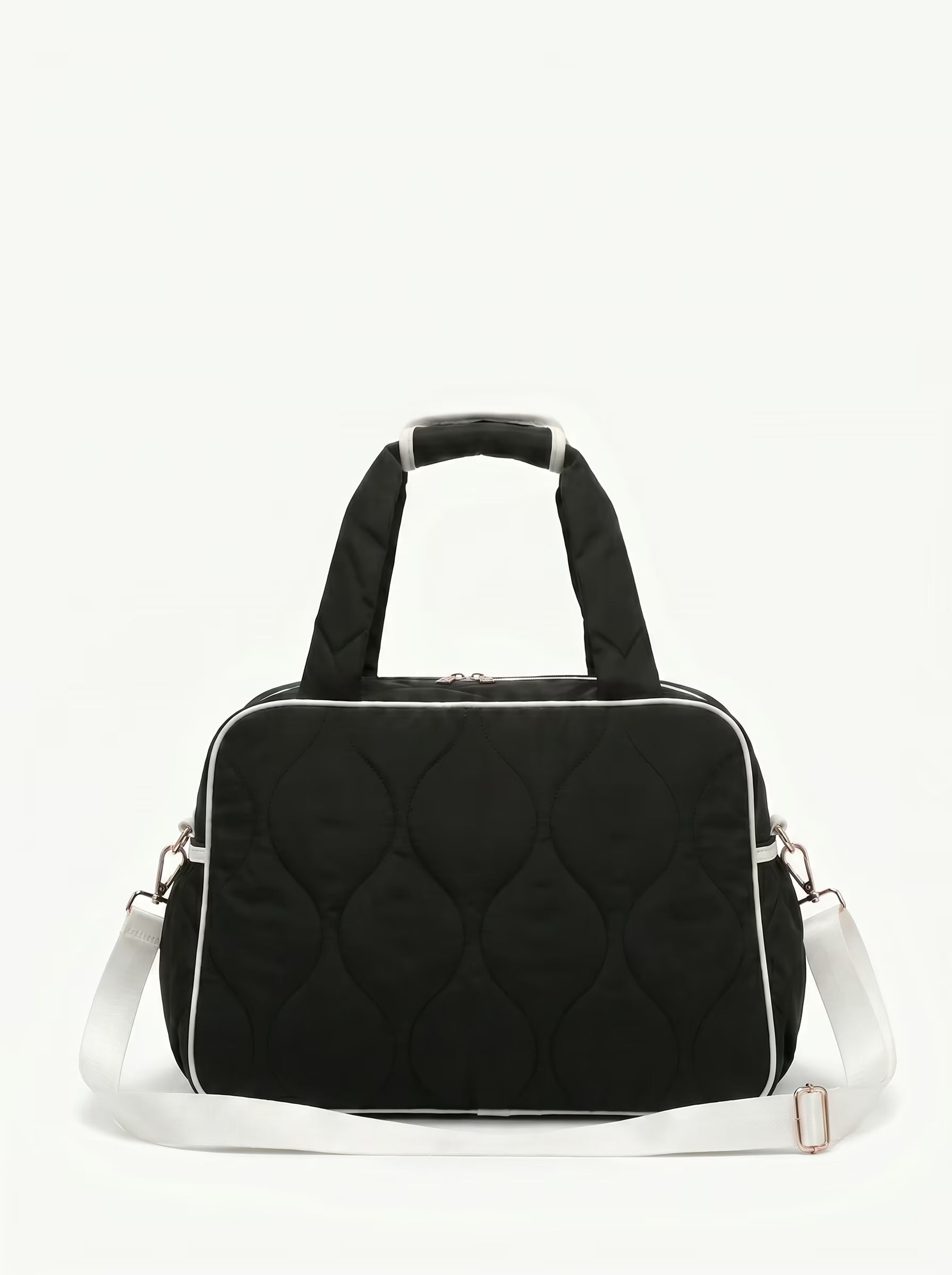 Back view of Black Rally All Day Duffle showing crossbody strap and padded paddle sleeve