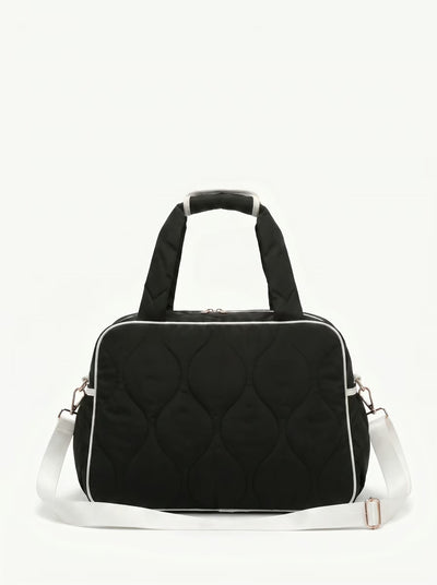 Back view of Black Rally All Day Duffle showing crossbody strap and padded paddle sleeve