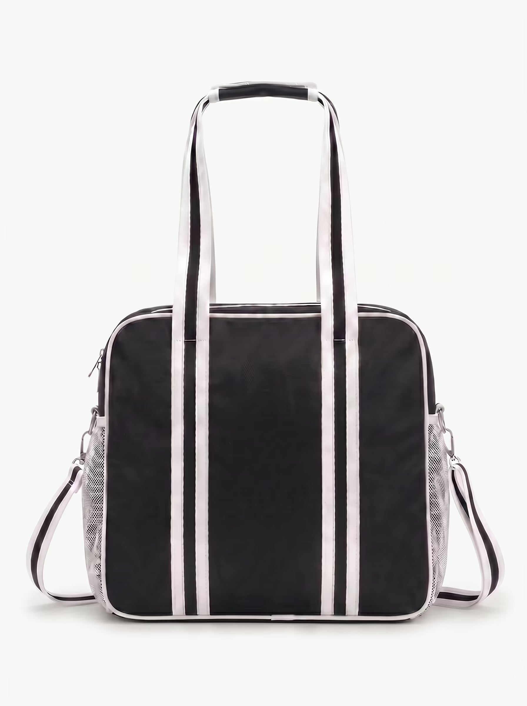 Back view of Black Rally Court Tote showing crossbody strap and padded paddle sleeve