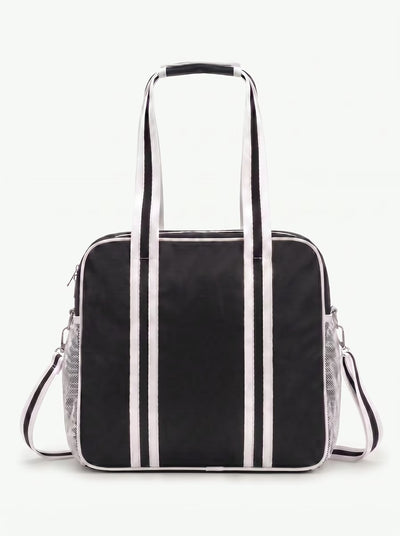 Back view of Black Rally Court Tote showing crossbody strap and padded paddle sleeve