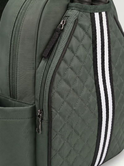 Padded paddle sleeve detail on Rally Cross Body Backpack in Green