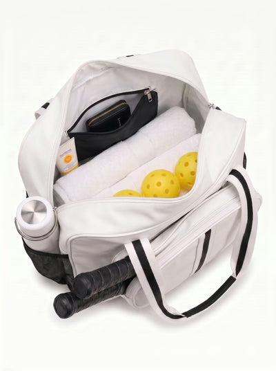 Inside view of Rally Court Tote, fits 2 paddles, water bottle, change of clothes and balls