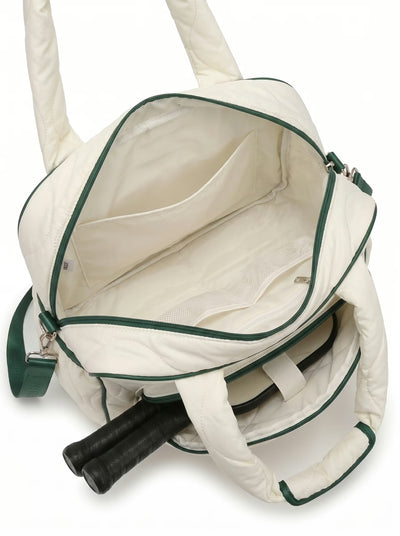 Inside view of Rally All Day Duffle, fits 2 paddles, water bottle, change of clothes and balls