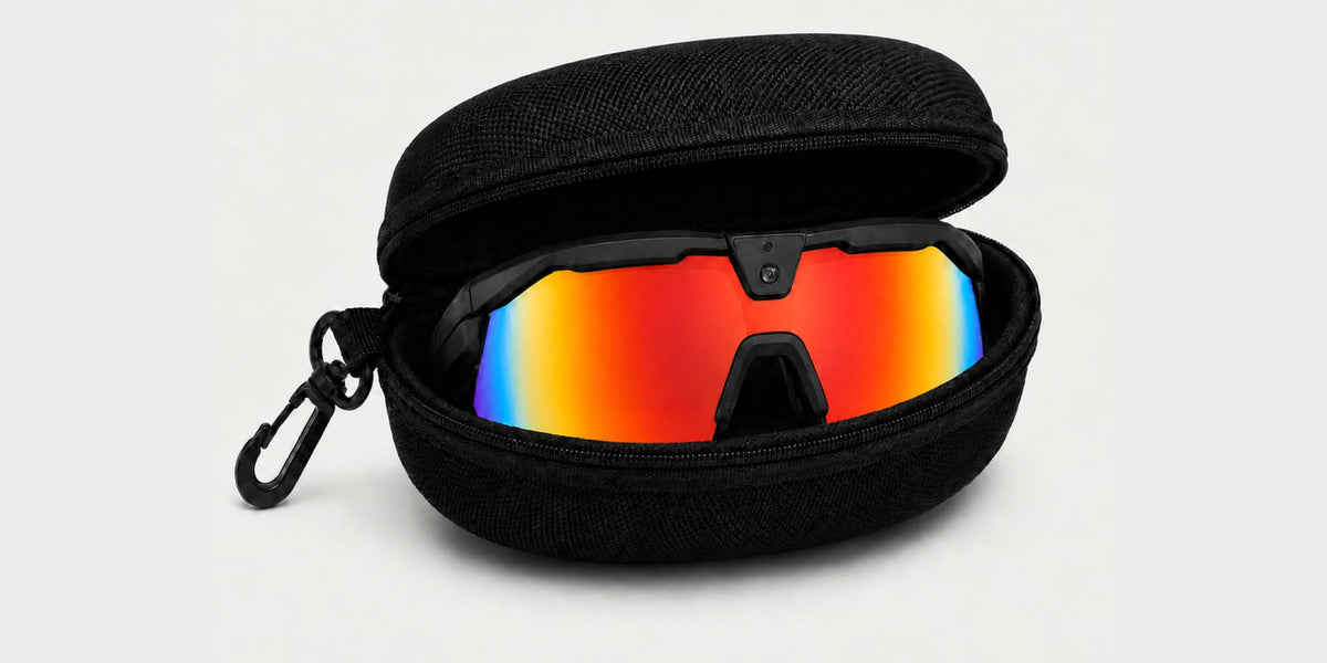 Rally Vision glasses in the protective case
