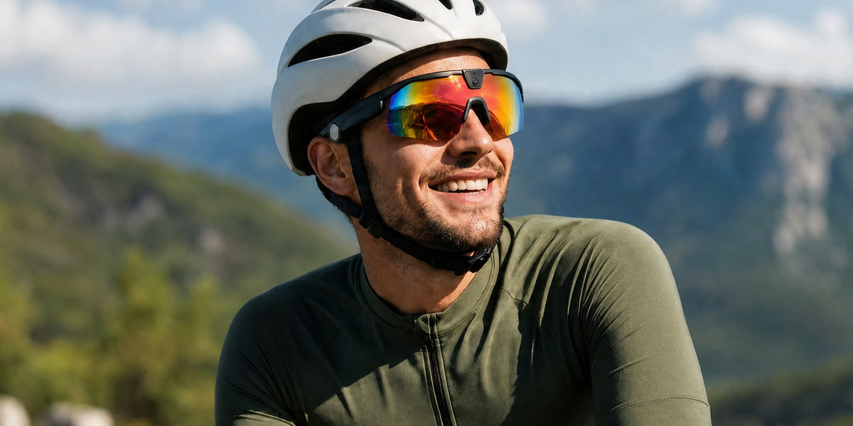 Rider wearing Rally Vision camera glasses