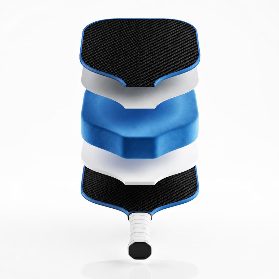 Exploded view of the Rally Ease paddle showing its layers