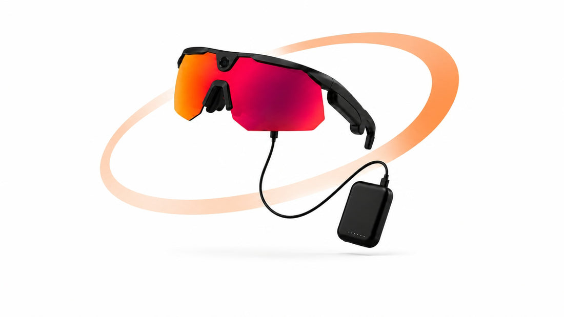 Rally Vision glasses connected to the pocket power bank