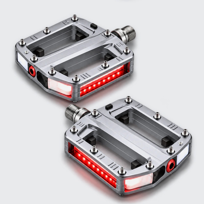 Rally LED Pedals™ – 360° Visibility Bike Pedals in Silver